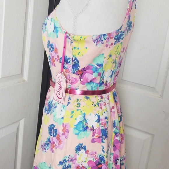 Candies Belted Floral Print Spring / Easter Dress - Picture 3 of 5